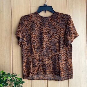 VTG 90s Jones New York Fitted Animal Print  Leopard Top Blouse S/M